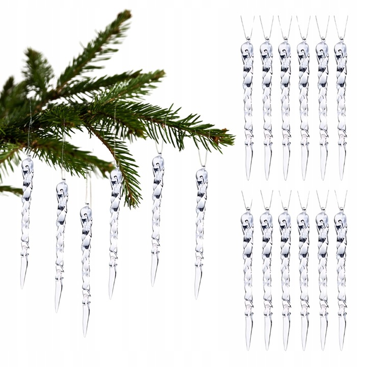 Karácsonyi dekorációs szett, Korbi, Jégeffektus, Könnyen függeszthető, Könnyű Design, 13 cm, Átlátszó