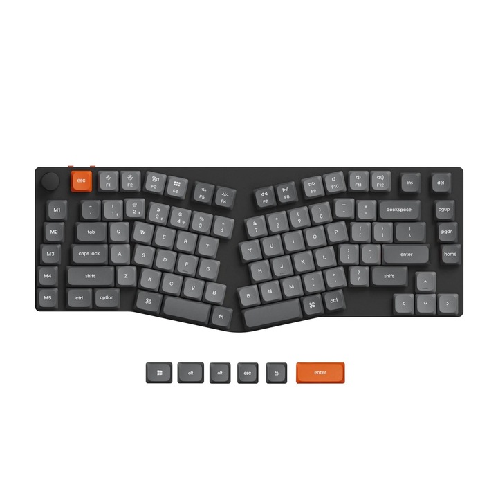 Безжична механична клавиатура Keychron K15 Max QMK, Alice Layout QWERTY US, 2.4GHz, Bluetooth 5.1, USB-C, бял LED, Switch Gateron Low Profile Red K15M-A1