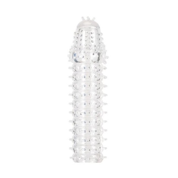 Seven Creations Csíkos péniszhüvely, Super Stretch, Szilikon Átlátszó 15 cm