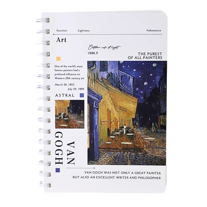 Тефтер Van Gogh Medium, формат A5, Print Cafe Terrace at Night