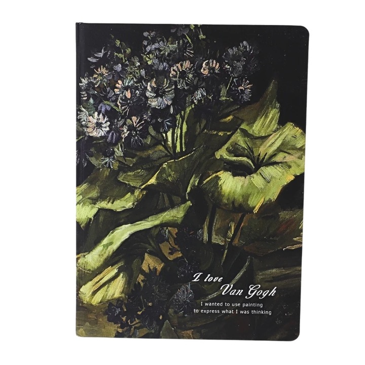 Agenda Van Gogh közepes, nyomtatott csendélet mályvavirágokkal