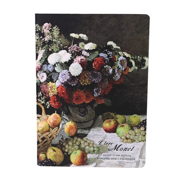 Napló Claude Monet Közepes, Nyomtatás Csendélet virágokkal és gyümölccsel