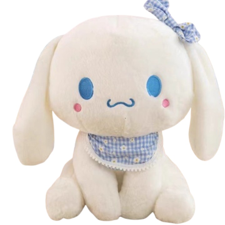 Kabalafigura, plüss, Cinnamoroll ülő, nagy, 40 cm, poliészter, fehér
