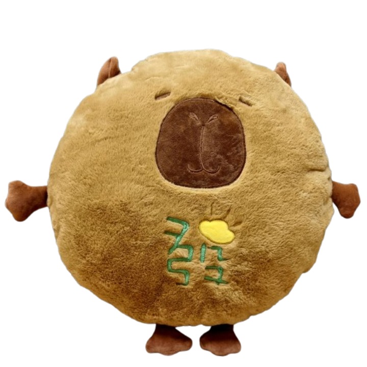 Plüssjáték, NAGY Kapibara párna, 58cm x 50cm, barna, poliészter