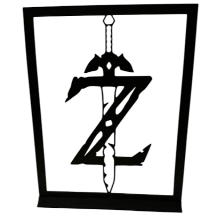 Decoratiune logo The legend of Zelda, 15x23 cm, negru, PLA