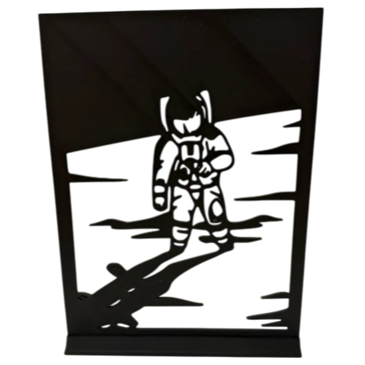 Decoratiune astronaut pe Luna, 14x21 cm, negru, PLA