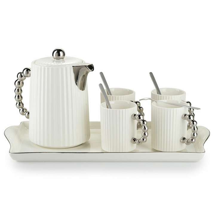 Serviciu De Cafea, Howhomely, Silver White, Portelan Alb, Manere Distinctive, Accente Moderne, Alb