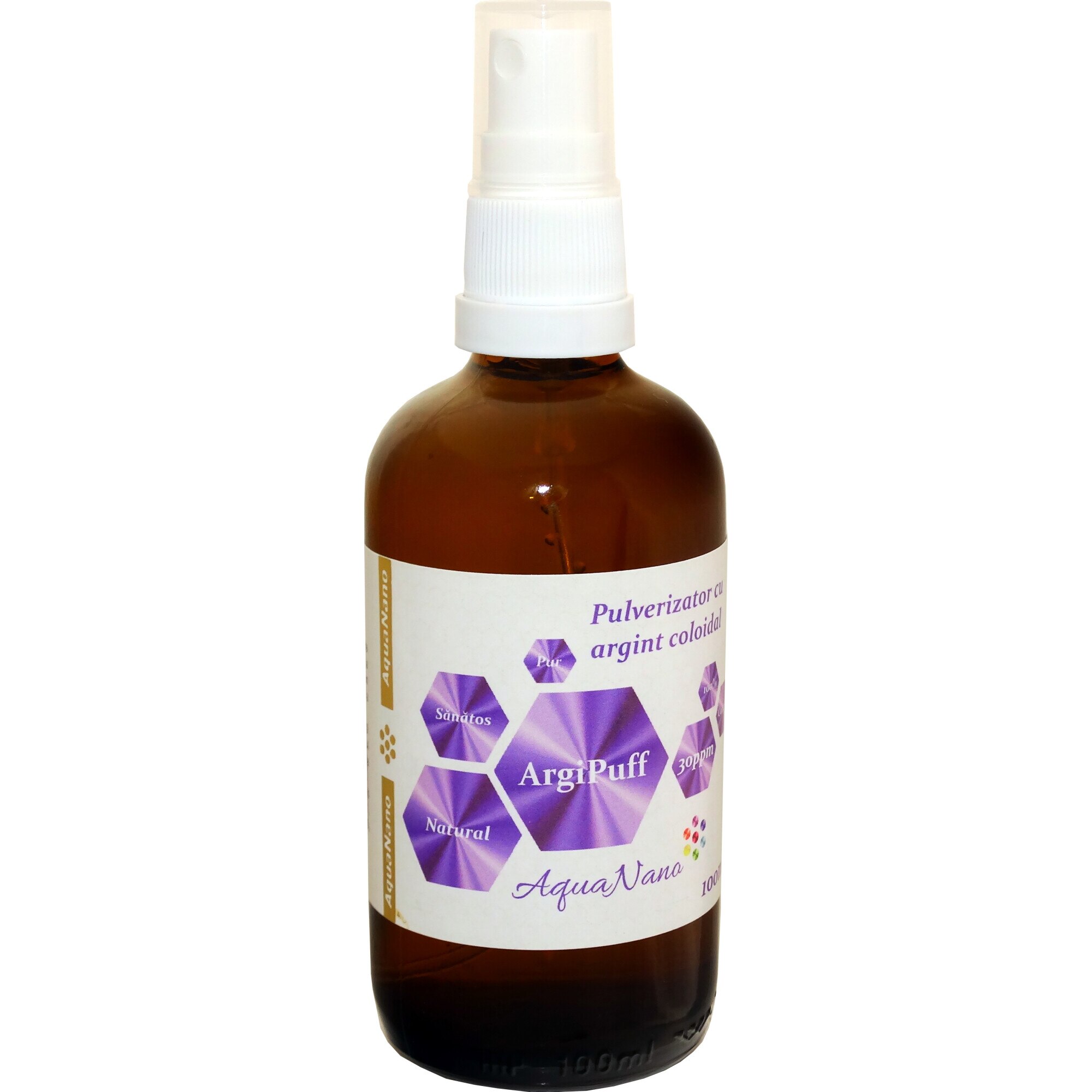 Lotiune pentru ingrijirea pielii, AquaNano - ArgiPuff, spray cu argint coloidal, 100ml