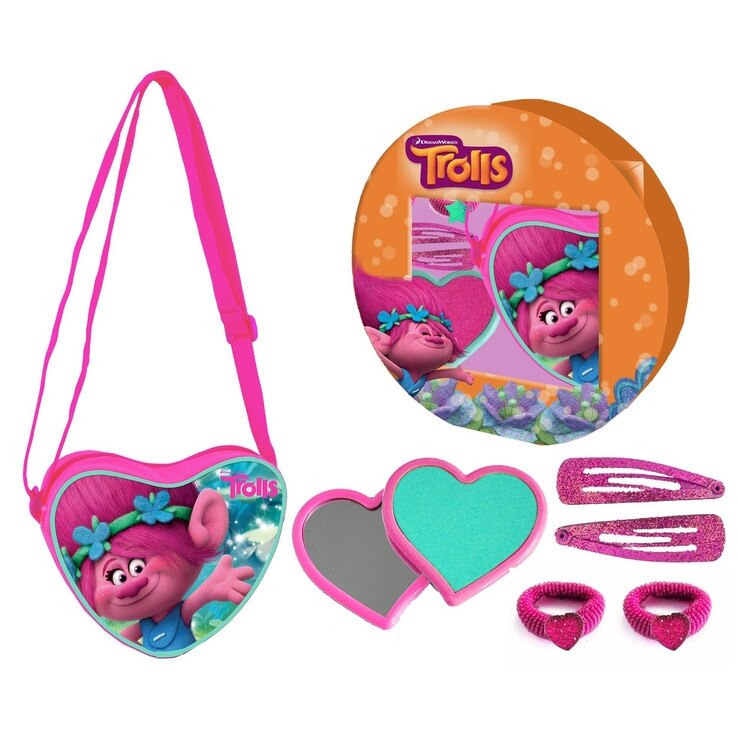 Geanta de umar Coriex Printesa Poppy Trolls - Trolii Hearts cu accesorii de par