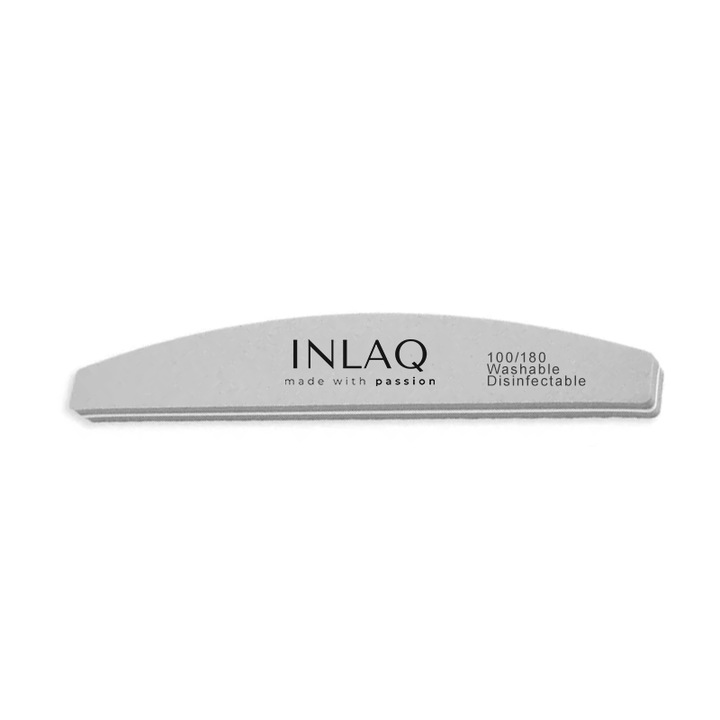 Pila cosmetica INLAQ 100/180, gri, set pentru unghii naturale si artificiale