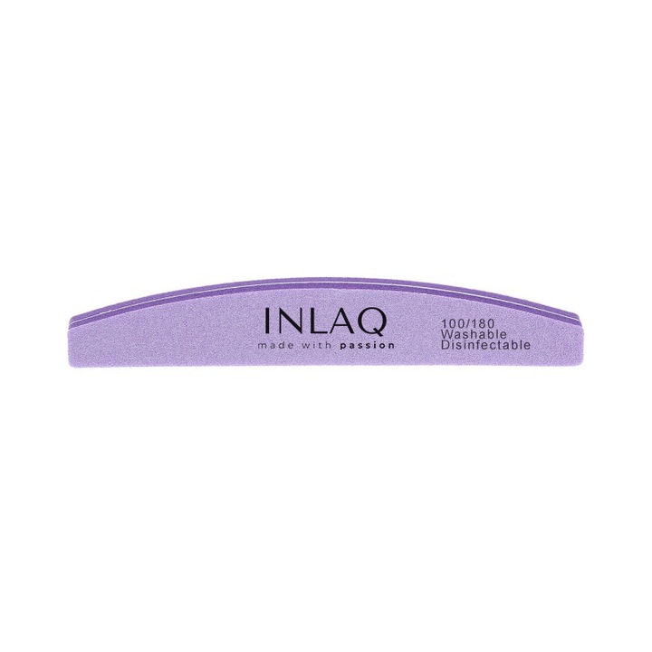 Pila cosmetica pentru unghii naturale si artificiale, INLAQ, Spuma, 100/180, Violet