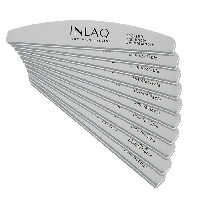 Set 10 Pile 100/180, INLAQ, Gri, pentru Manichiura si Pedichiura