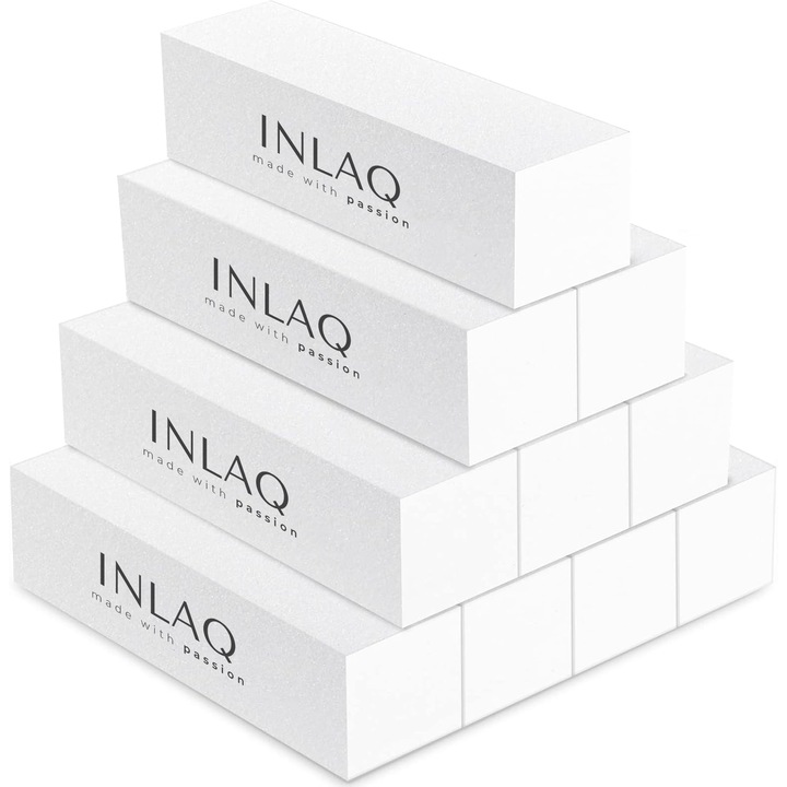 Set 10 pile INLAQ 100/100, alb, pentru manichiura si pedichiura