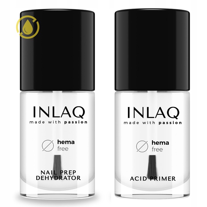 Set INLAQ Nail Prep Dehydrator 7 ml + Primer 7 ml, manichiura/pedichiura