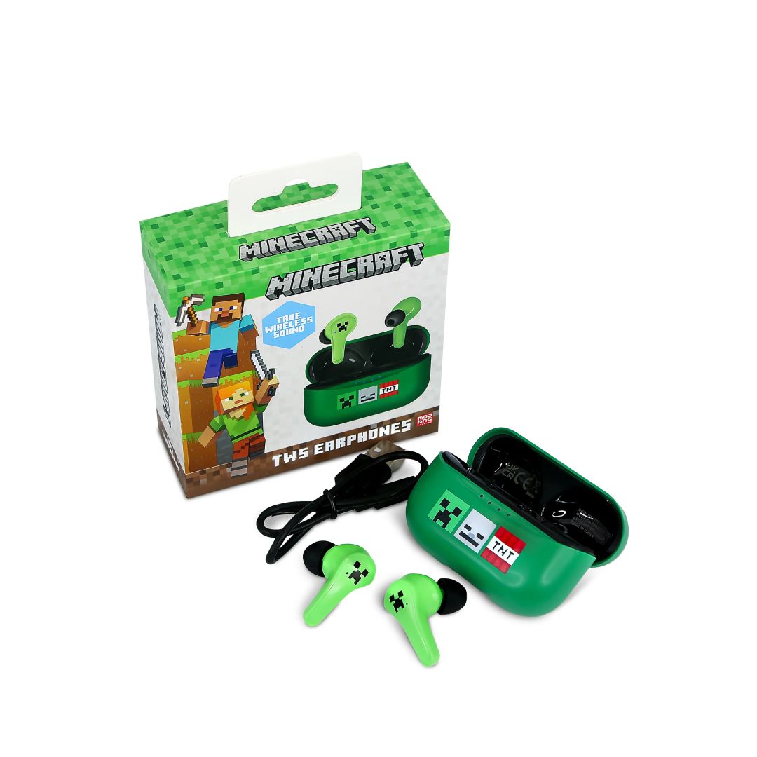Casti Wireless Minecraft Icons, OTL Technologies, Bluetooth, Microfon, Verde