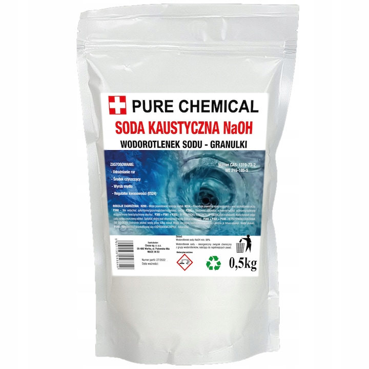 Pure Chemical marónátron csövekhez, szóda, nátrium-hidroxid, 0,5 kg