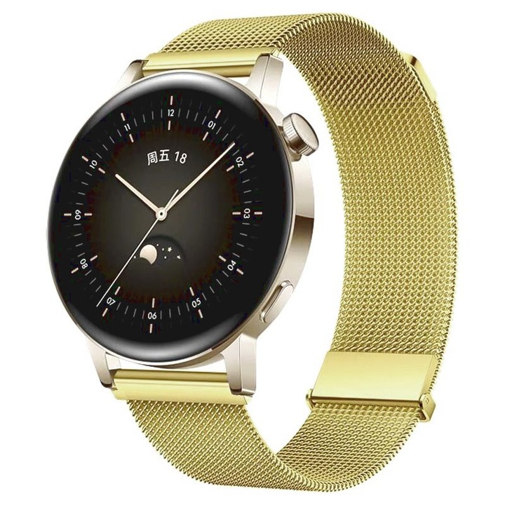 Fém szíj kompatibilis Samsung Galaxy Watch FE 4 5 6 7 40 42 43 44 45 46 47 Classic, Galaxy Watch 42 mm, Active 2 40 / 44, 3 41 mm, rozsdamentes acél karkötő, arany, 20 mm
