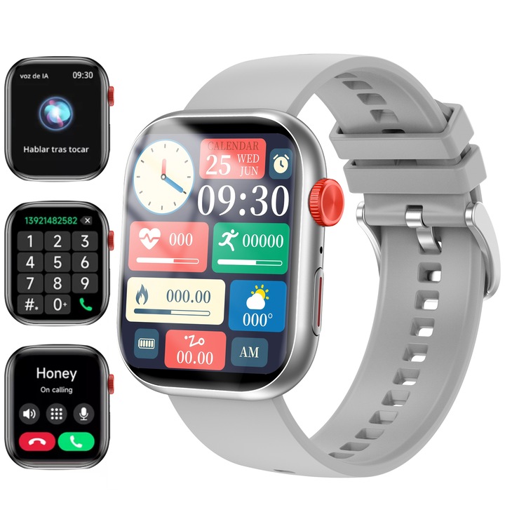 Ceas inteligent in aer liber la moda de afaceri, apel Bluetooth, monitorizare exercitiu, sanatate, ritm cardiac, tensiune arteriala, oxigen din sange, somn, monitorizare menstruatie feminina, poate primi informatii de retea sociala, Nantaisun® argintiu