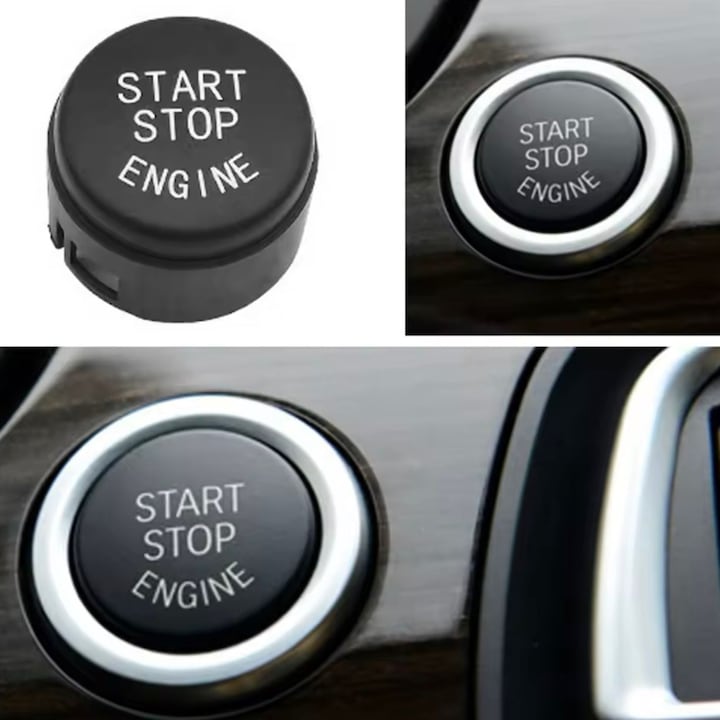 Buton Capac Start Stop Compatibil BMW Seria 5 6 7 GT F01 F02 F07 F10 F11 F12 F13 Negru