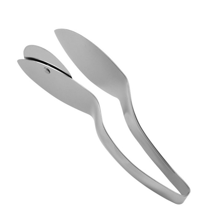 Pizzaszeletelő tálalófogóval, pizzaszeletelő adagoló, pizza- és tortatálaló fogó rozsdamentes acél, Lapátlapát + ételkapocs egyben