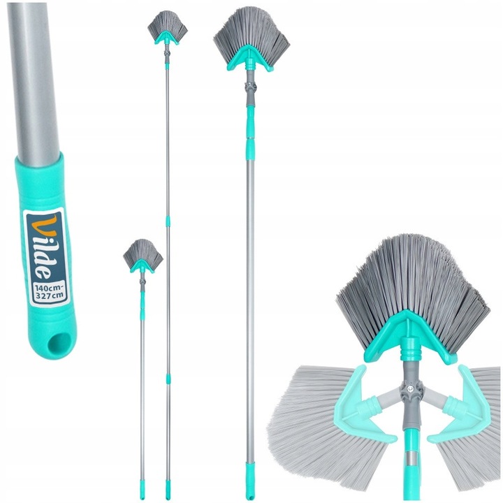 Mop Telescopic, Vilde, 140x10x0 cm, Material Metal, Plastic, Dimensiuni 140 cmx10 cmx0 cm, Rotire 360°, Greutate 0.5 kg, Materiale De Inalta Calitate, Multicolor