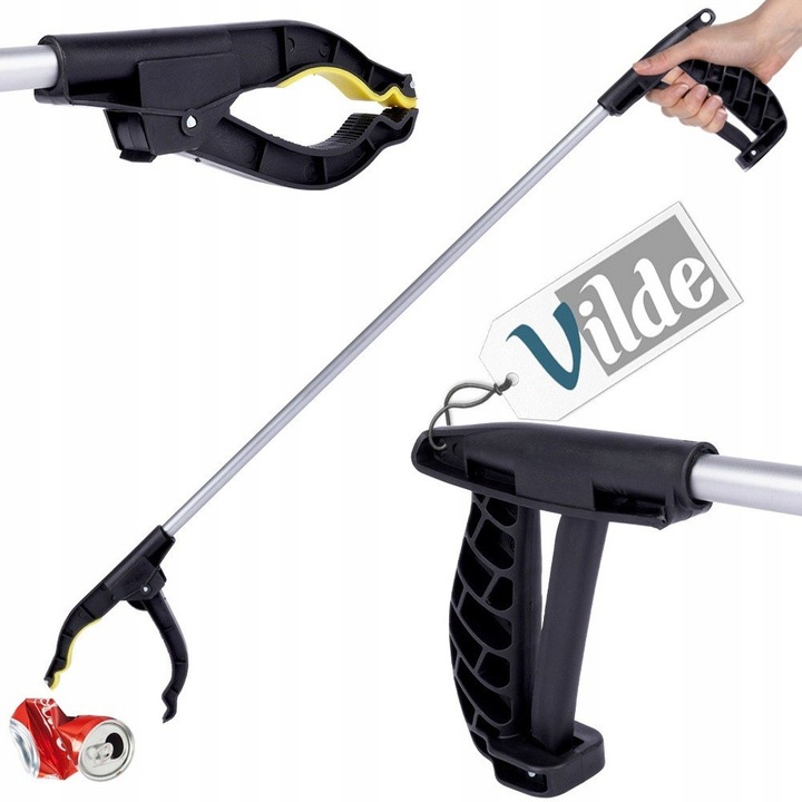 Prindere Pentru Gunoi, Vilde, 76x10 cm, Argintie Si Neagra, Constructie Usoara Si Rezistenta Din Aluminiu, Permite Accesul In Locuri Greu Accesibile, Prindere Puternica Si Stabila, Ideala Pentru Curatenie In Gradina Si In Aer Liber