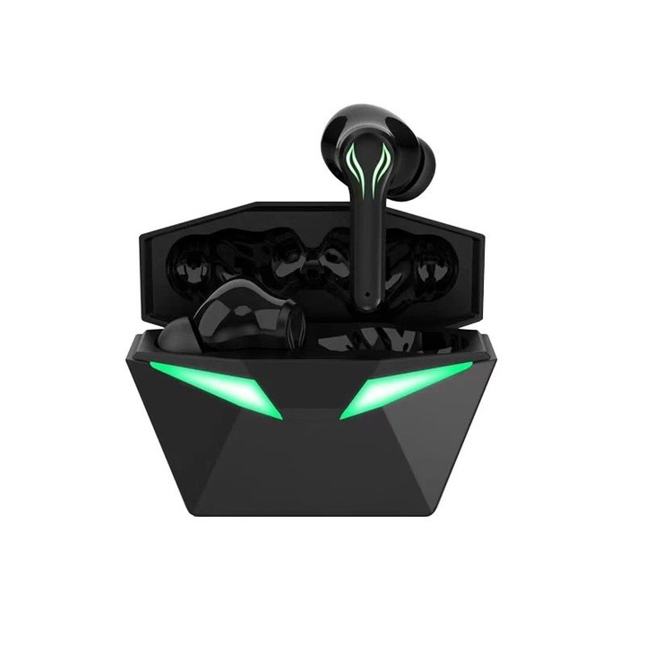 PRO Bluetooth gaming fejhallgató, AMYMAT, Bluetooth 5.3, IPX4, 300mAh, Zajszűrés, 4-8 órás akkumulátor-élettartam, Type - C, HD mikrofon, Univerzális kompatibilitás, Fekete