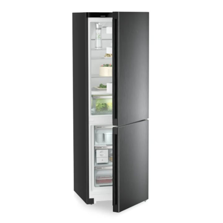Frigider combinat Liebherr, BioFresh, NoFrost, Otel inoxidabil BlackSteel, 185.5x60x66cm