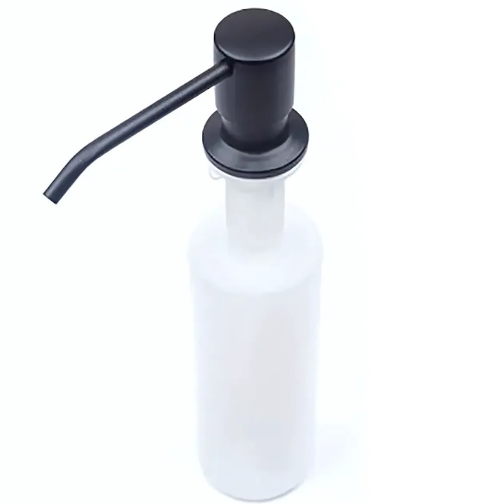 Dozator Premium Incorporabil Promerco® de Sapun/Detergent lichid, ideal pentru chiuveta bucatarie, Negru/Alb, Capacitate 300 ml