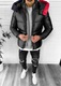 Geaca pentru barbati, groasa, de iarna, cu gluga, slim fit, A2312, negru, L INTL