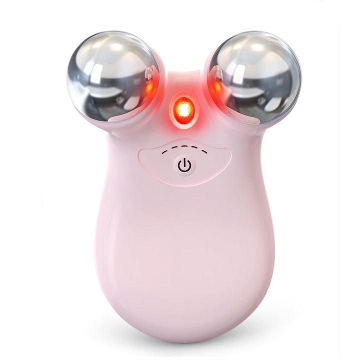 Dispozitiv de ingrijire faciala, microcurent, tratament anti-imbatranire, riduri, roz