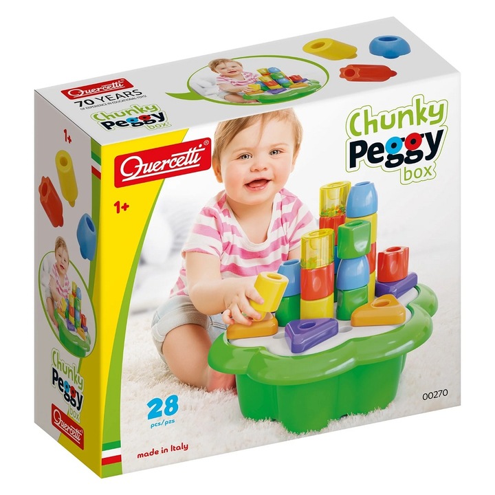 Quercetti Chunky Peggy Építőkészlet babáknak, 28 db, 1+ év, többszínű