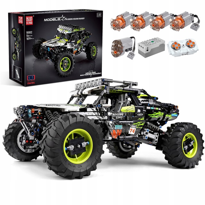 Set de Constructie Masina telecomandata, Car Rc Buggy, Mould King 18002, Technic, 4Wd Blocuri, jucarii educative creative pentru copii si adulti