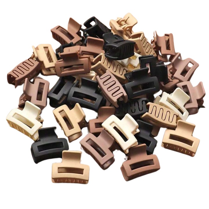 Set 20 mini clame de par Negru, Maro, Bej 2,2x2cm