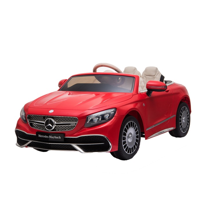 Masinuta electrica Premier Mercedes-Maybach S650 Cabriolet, 12V, roti cauciuc EVA, scaun piele ecologica, rosu