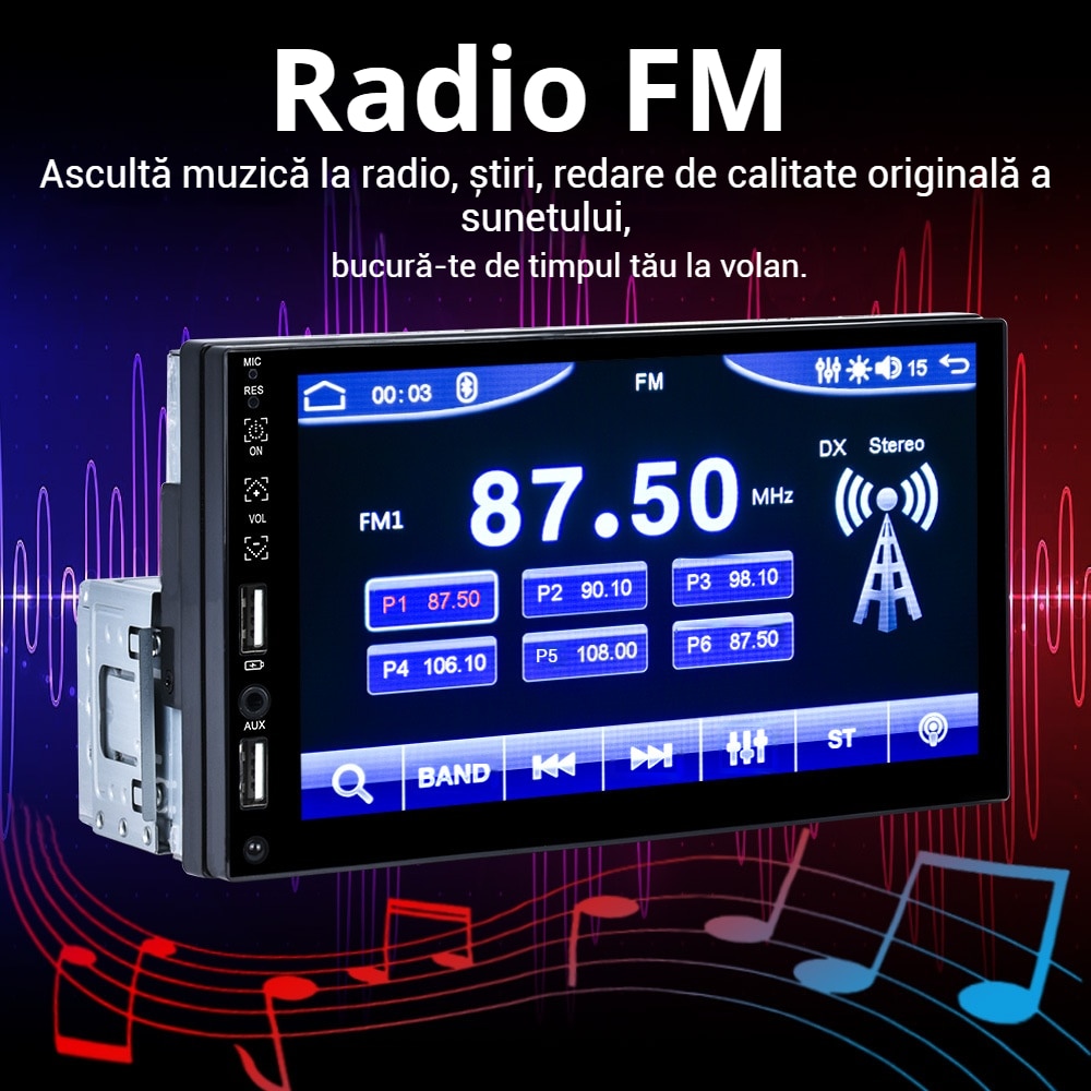 Player Auto, Fudisenn®, 7 Inch, Bluetooth, Control tactil