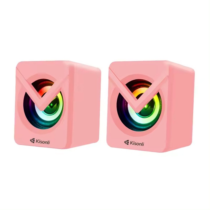 Тонколони Kisonli L-1040, AUX, 2x2.5W, Розов