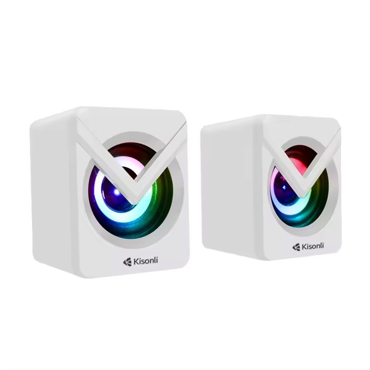 Тонколони Kisonli L-1040, AUX, 2x2.5W, Бял