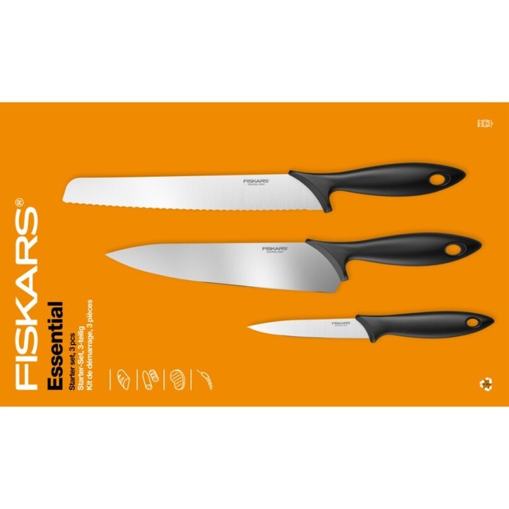 Fiskars Essential 3 db-os kezdő késkészlet