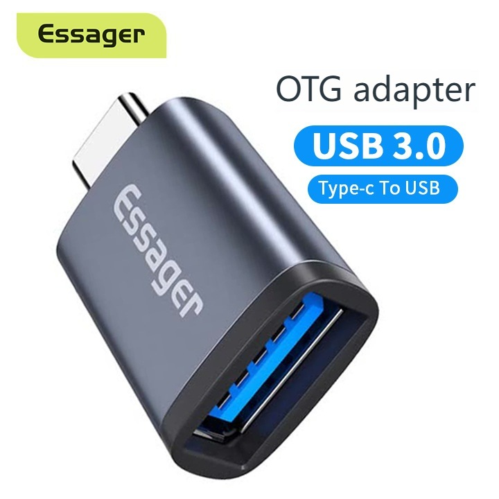 USB 3.0 OTG към Type-C адаптер, 5Gbps, бързо зареждане 3A, сив
