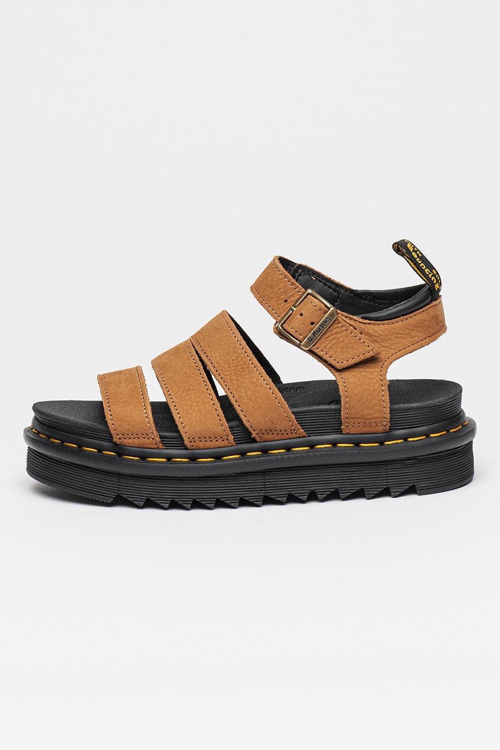 Dr. Martens, Sandale din piele nabuc cu talpa flatform Blaire, Maro camel, 6.5