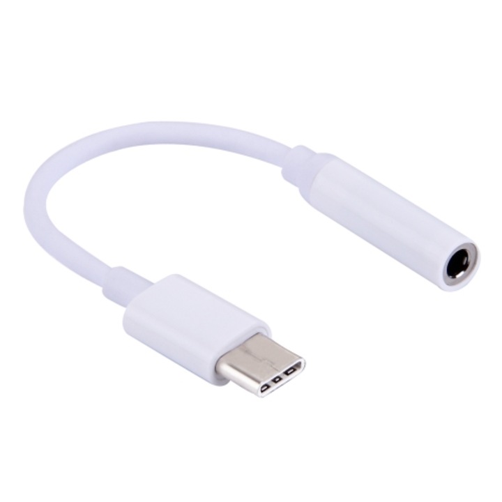 Hope R USB 3.1 C típusú adapterkábel 3,5 mm-es csatlakozóhoz mikrofonhoz és fejhallgatóhoz, fehér