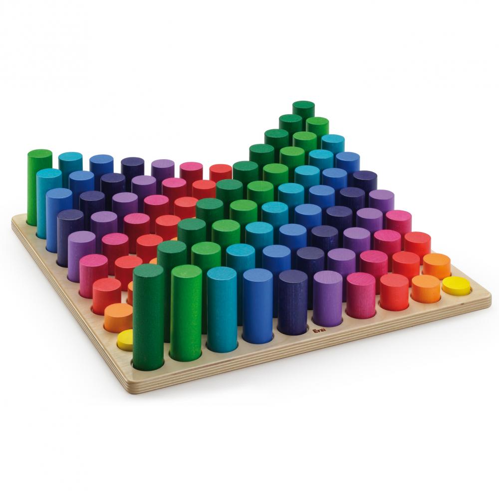 Set lemn multicolor pentru invatarea multimilor, jucarie lemn premium, tip Montessori, Erzi Germania