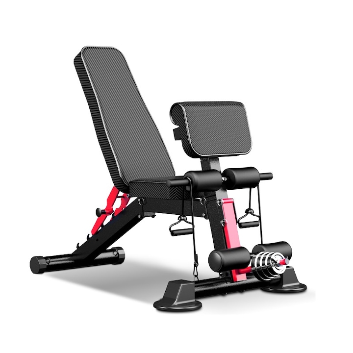 Banca multifunctionala, Zoco Body Fit KK-021DZL, Ajustabila, Negru