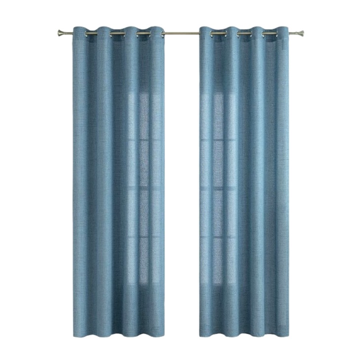 2db függöny szett, MIULEE, Vászon hatású, Félig átlátszó, Modern, Nappalihoz, Méretek 140 x 175 cm, Kék