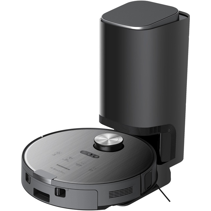 Прахосмукачка робот Heinner HI-RoboX PRO+ HRVC-MAI52DSBK, WI-FI, прахосмукачка и моп, 14.4V/ 5200 mAh, всмукателна мощност 4000Pa, BLDC мотор, LDS навигация, AI технология, автономност 200 мин., контейнер за прах: 230 мл, резервоар за вода: 240 ml, черен