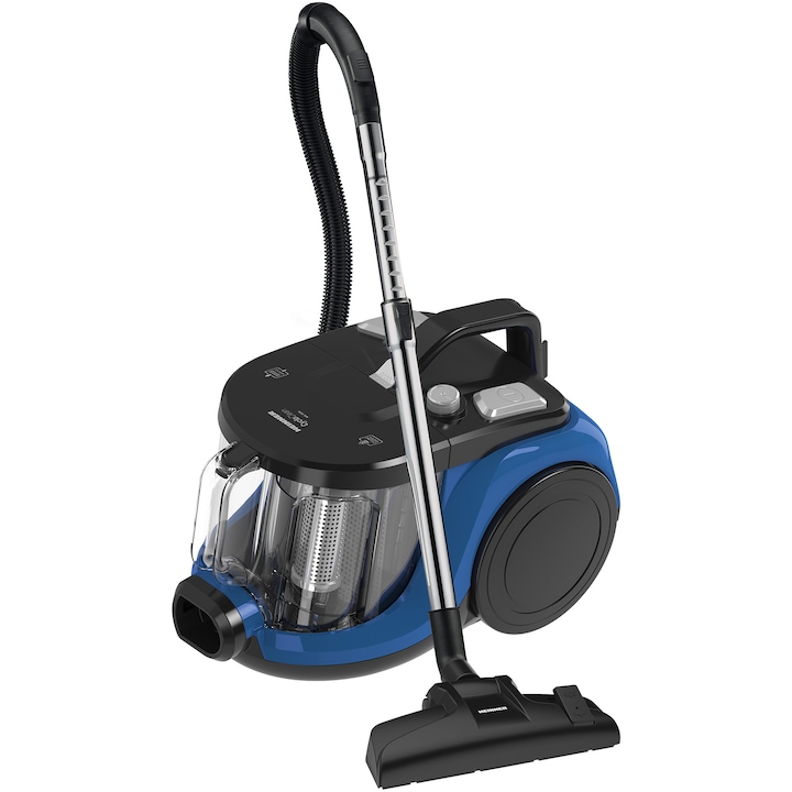 Aspirator fara sac Heinner CycloClean HVC-MC850BL, 850W, putere aspirare 170W, filtru HEPA 12, recipient praf: 2L, tub telescopic metalic, albastru