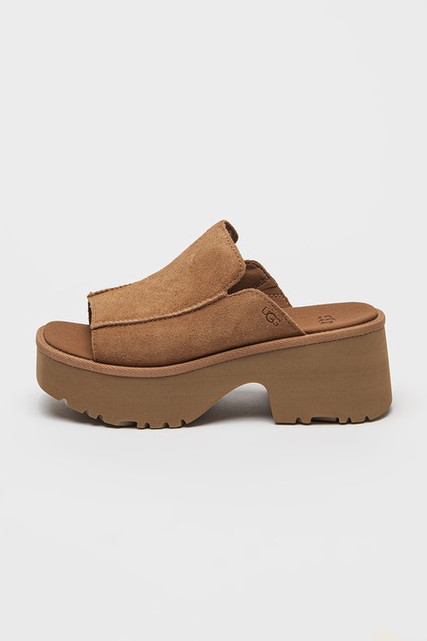 UGG, Papuci din piele intoarsa New Heights, Maro deschis, 38