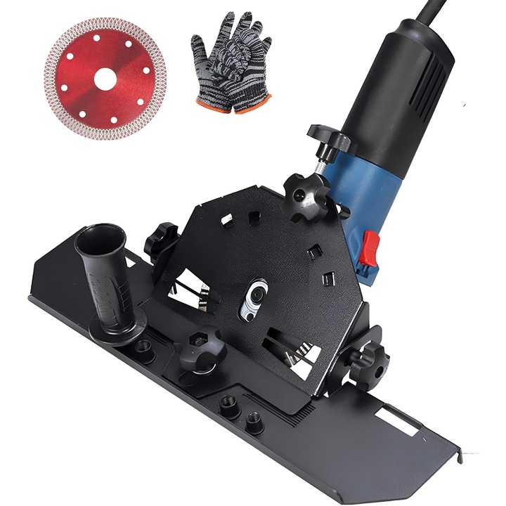 Adaptor polizor unghiular flexibil, Excitat®, Pentru taierea placilor si sticlei la 45°, Taiere umeda/uscata, Compatibil cu flexibilitate de pana la 125 mm, Negru