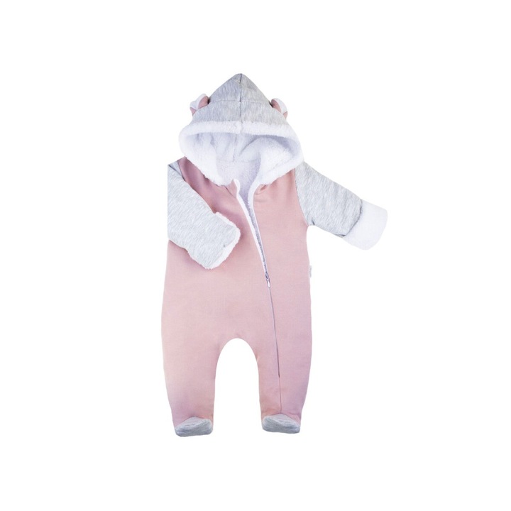 Gyermek jumpsuit, Nicol, Pamut, Szürke/Rózsaszín
